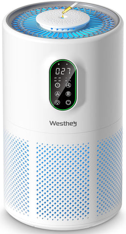 WESTHEY AP02 front view highlighting 360° intake for large-room purification
