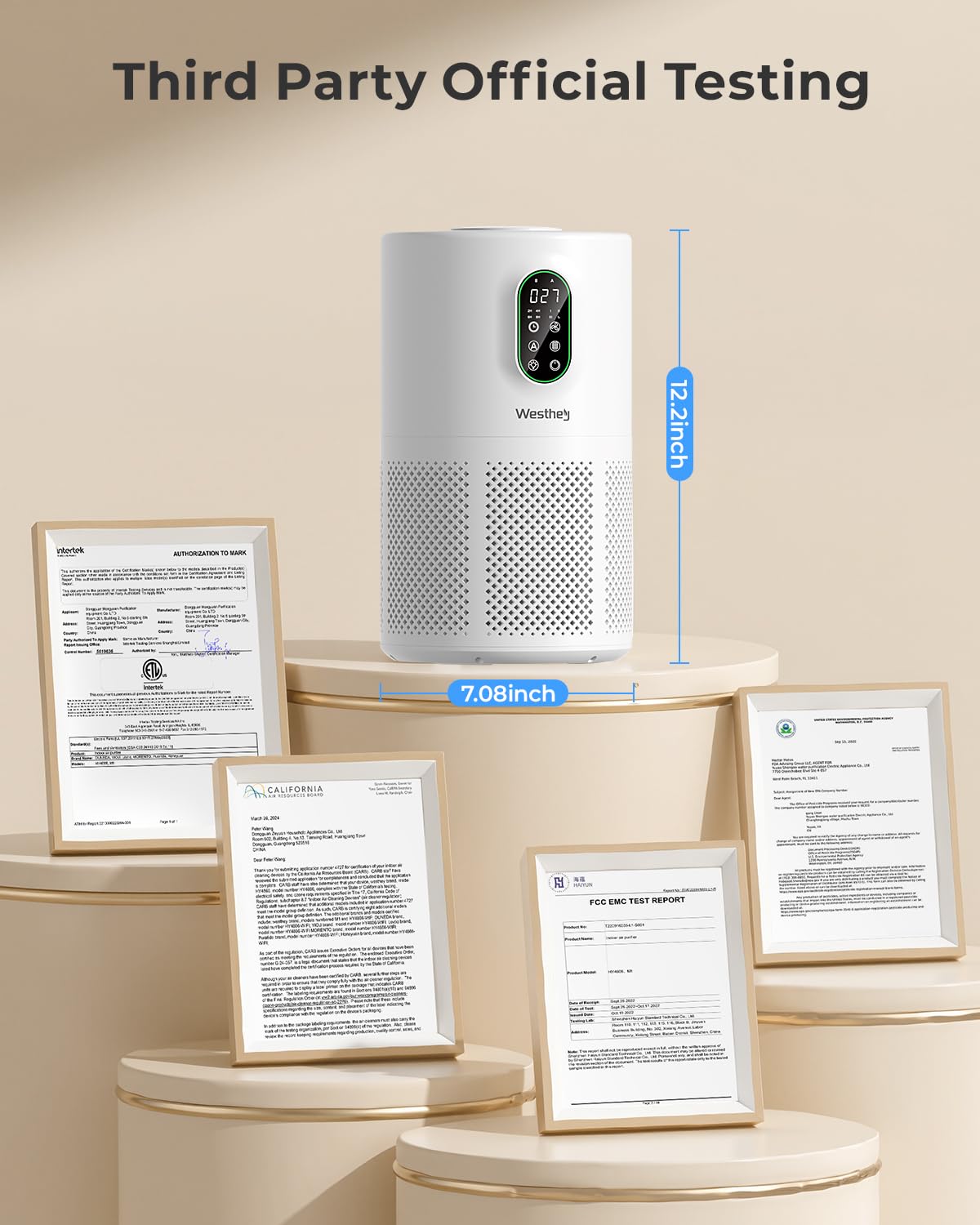 WESTHEY AP02 sleep mode operates quietly for undisturbed nights