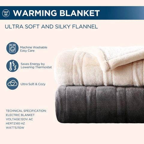 Westinghouse electric blanket queen charcoal color for modern bedroom decor