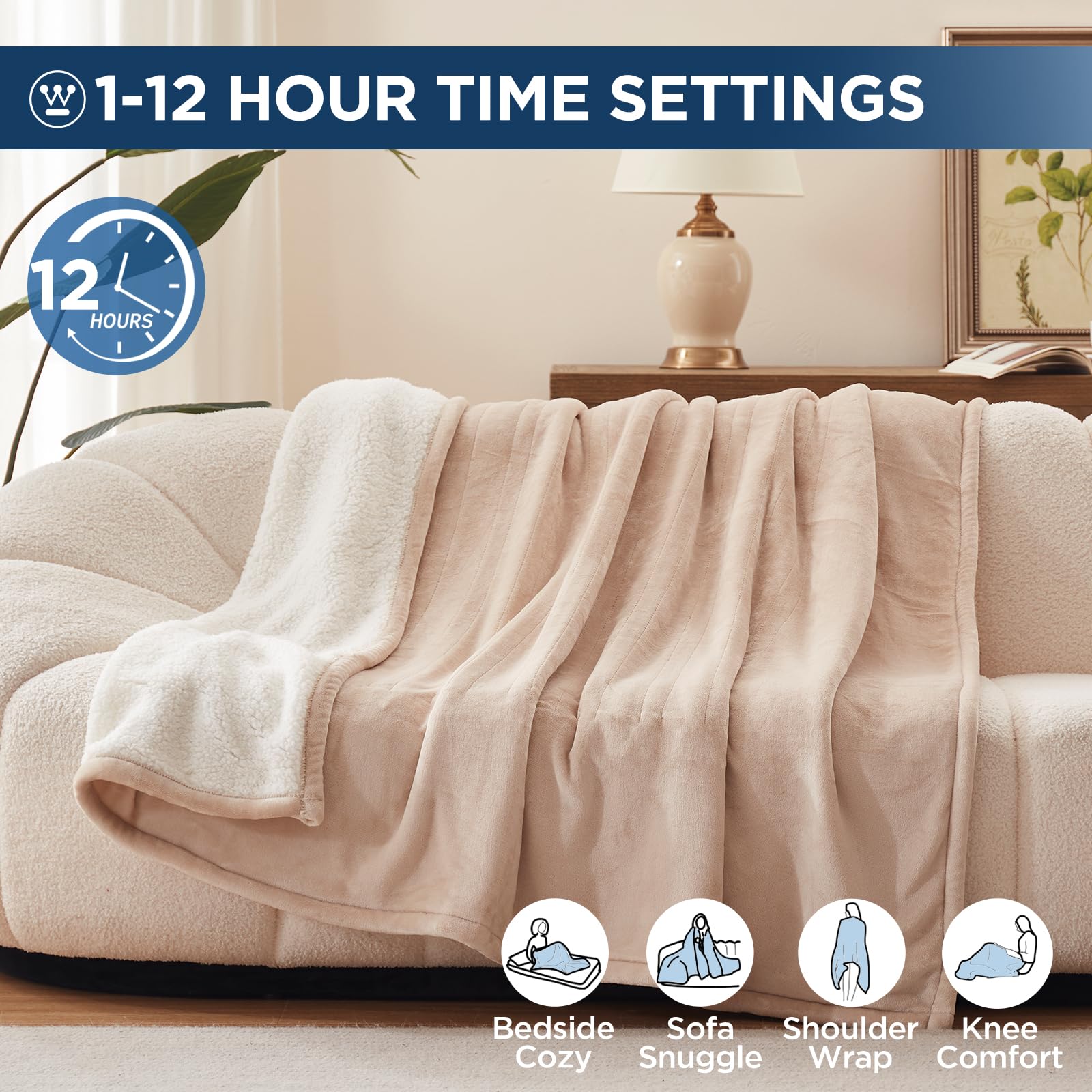 Six heat levels provide versatile warmth across settings