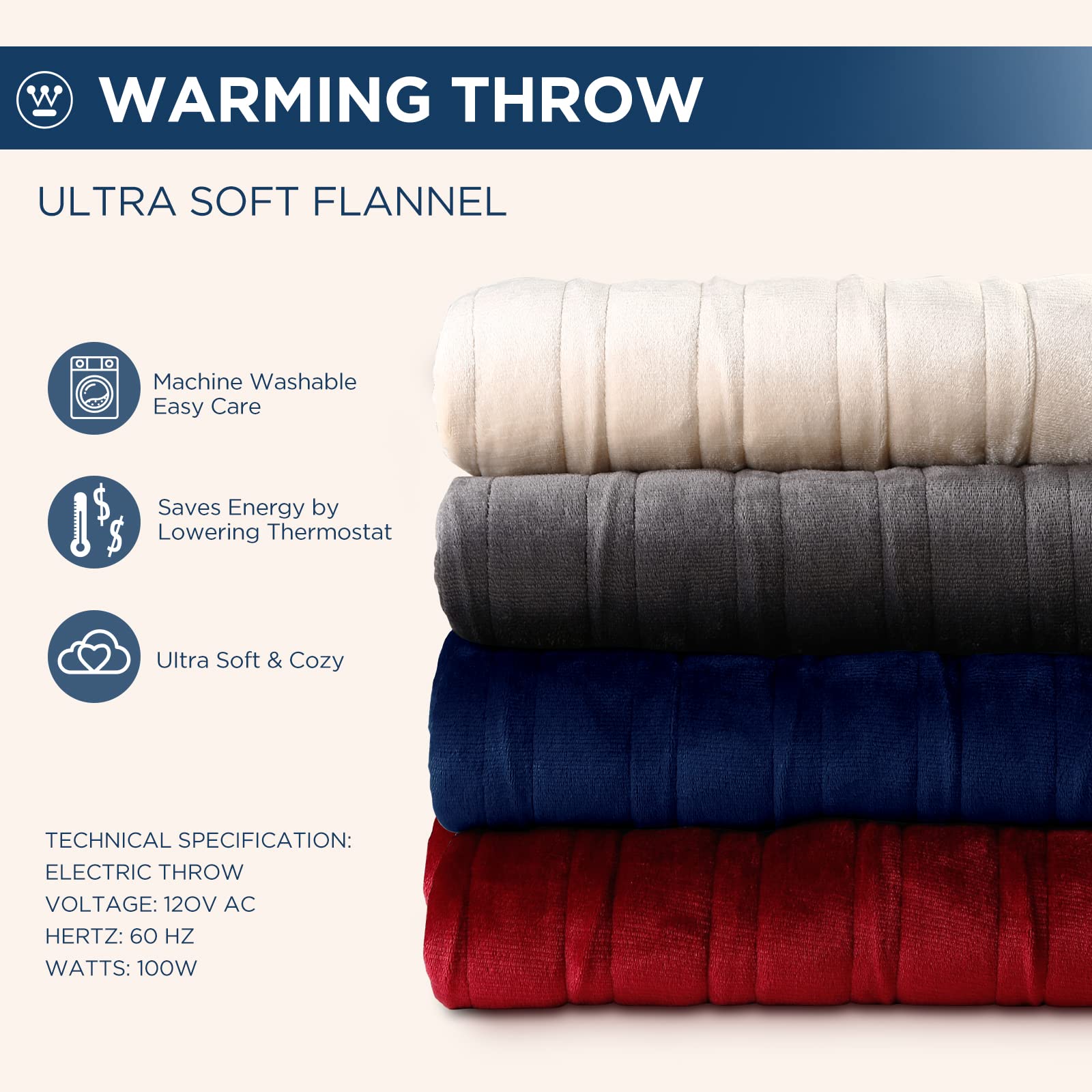 Soft grey Westinghouse heated throw complements modern living spaces