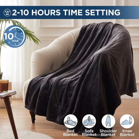Close-up of dual-layer flannel on Westinghouse heated throw