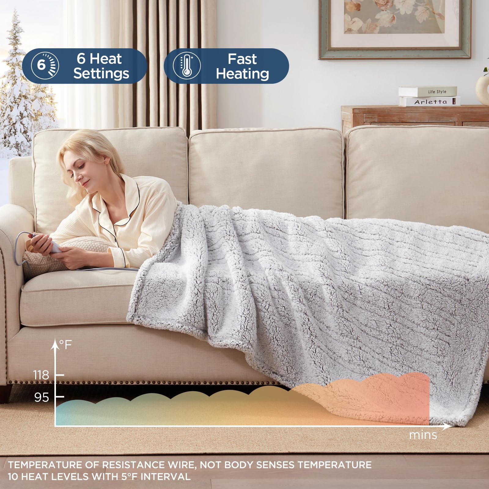 Westinghouse Electric Blanket Throw auto-off timer enables safe, worry-free use.