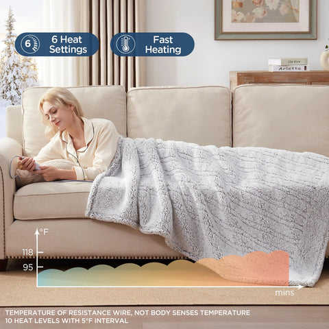 Westinghouse Electric Blanket Throw auto-off timer enables safe, worry-free use.