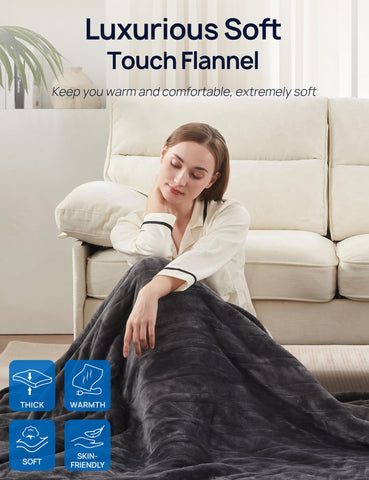 Westinghouse electric throw blanket six heat levels control dial close-up for personalized warmth