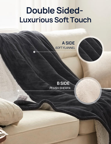 Westinghouse electric throw blanket on sofa showing convenient use for cozy warmth