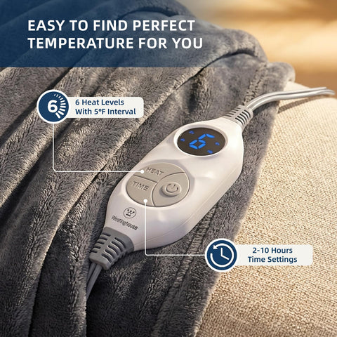Westinghouse heated blanket throw flannel material provides soft plush comfort
