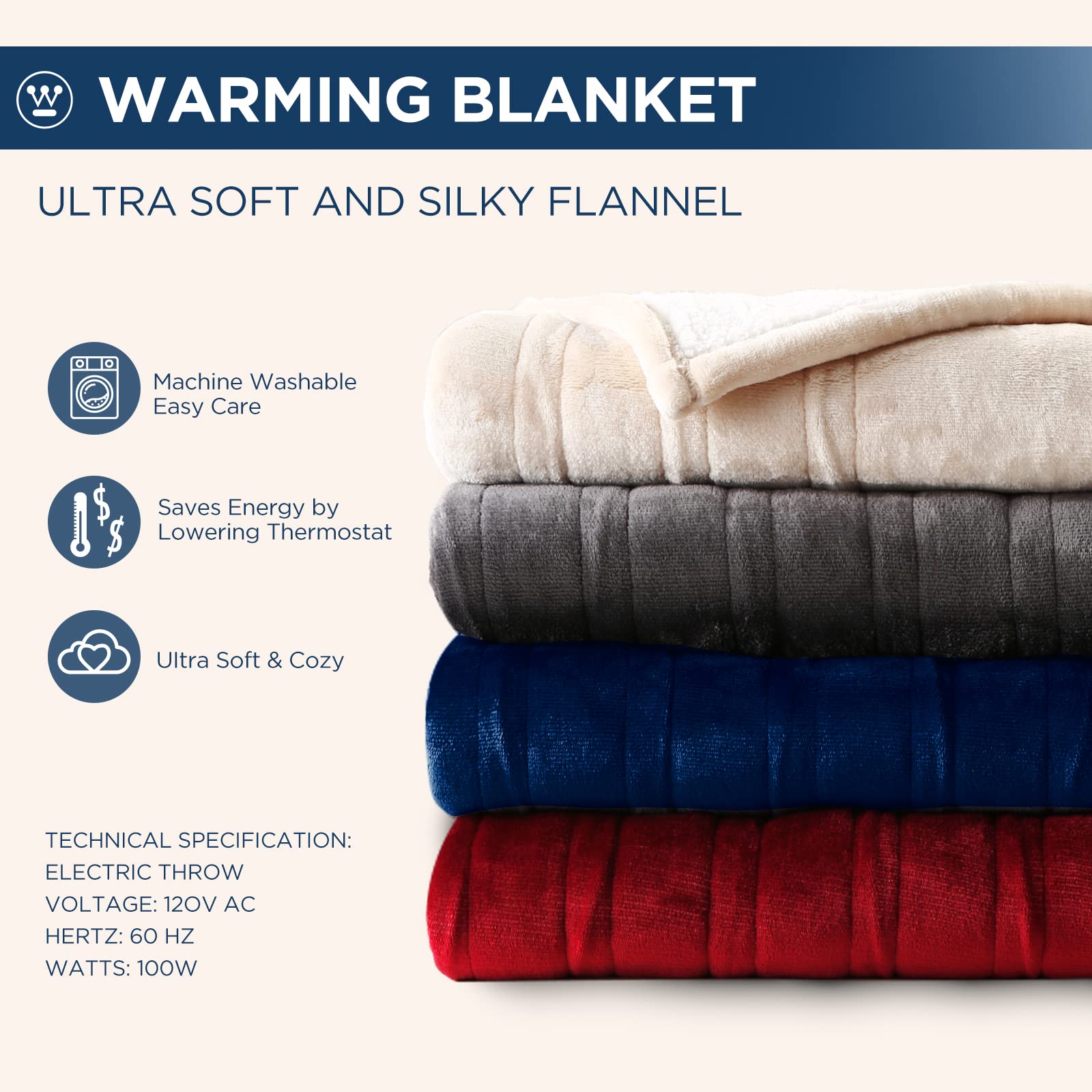 Beige Westinghouse heated throw draped over a chair adds cozy ambiance.