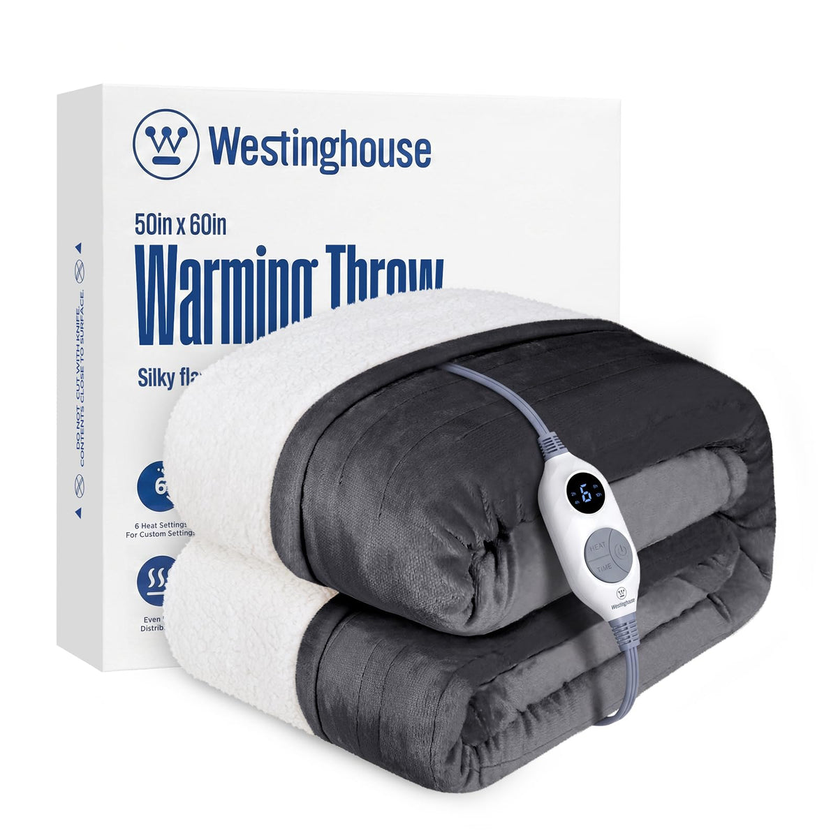 Westinghouse heated throw blanket hero shot for versatile year-round comfort