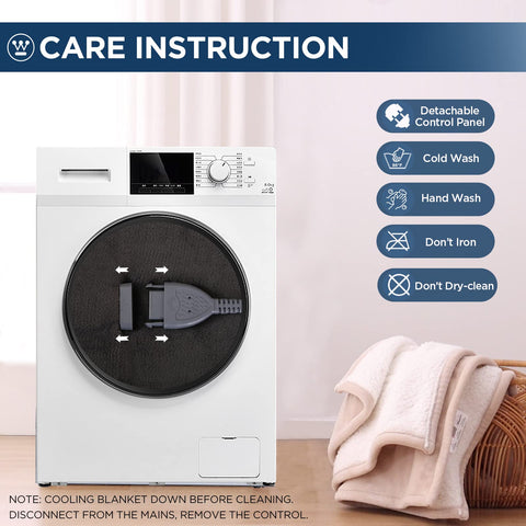 Westinghouse blanket shown as machine washable for easy care