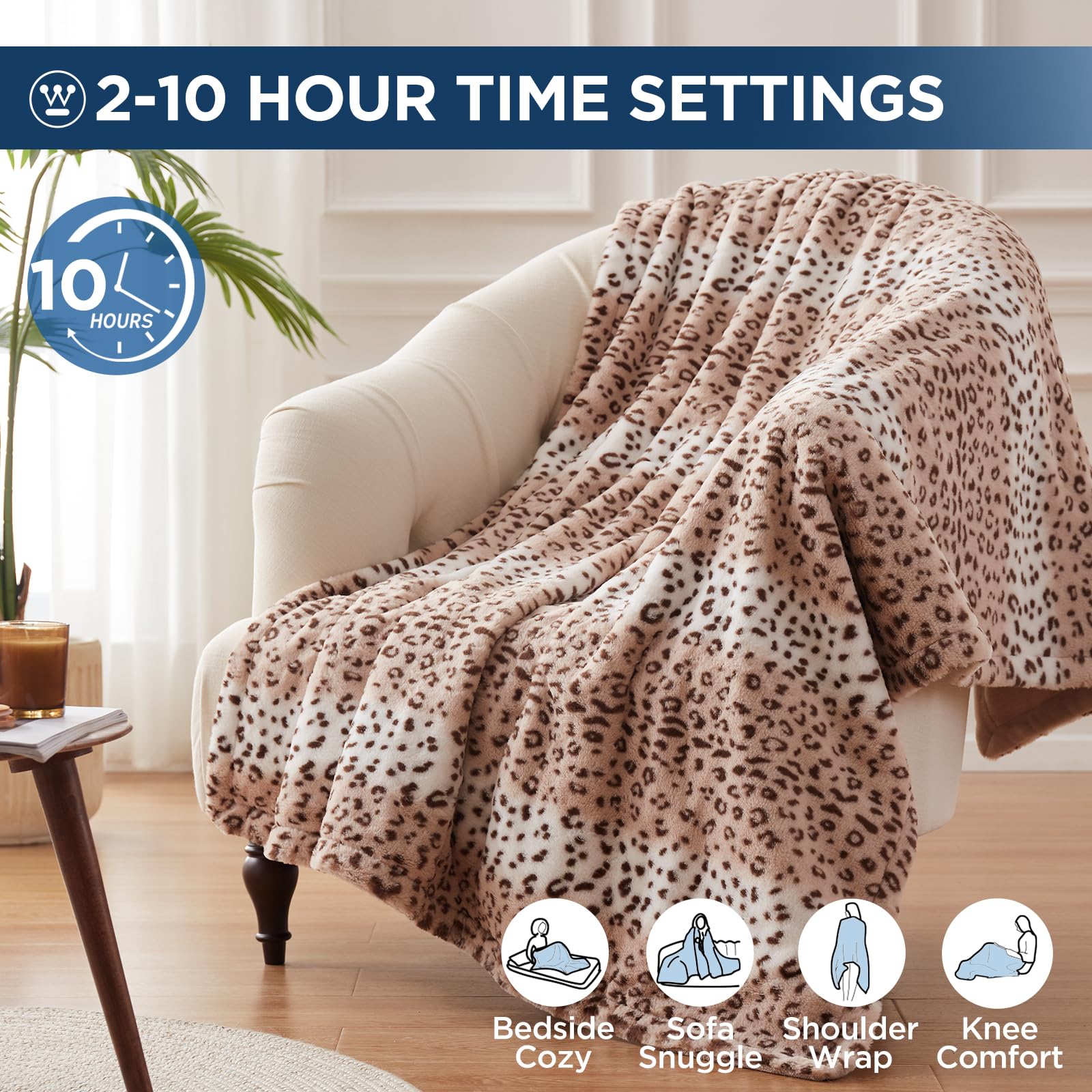 Westinghouse Leopard heated throw reversible sherpa side