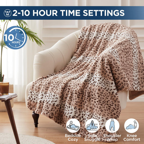 Westinghouse Leopard heated throw reversible sherpa side