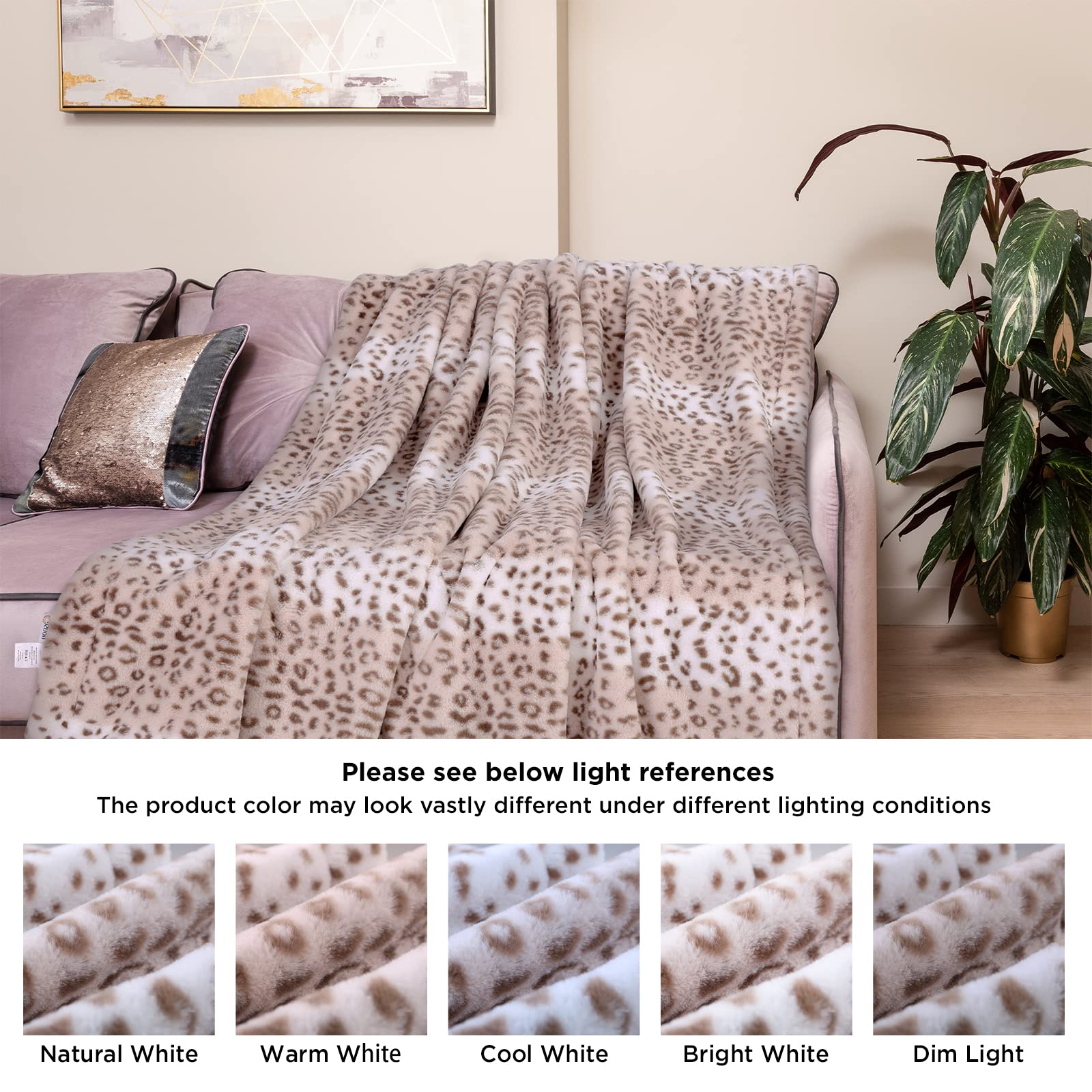Westinghouse Leopard heated throw provides warmth in living room