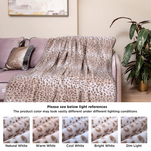 Westinghouse Leopard heated throw provides warmth in living room