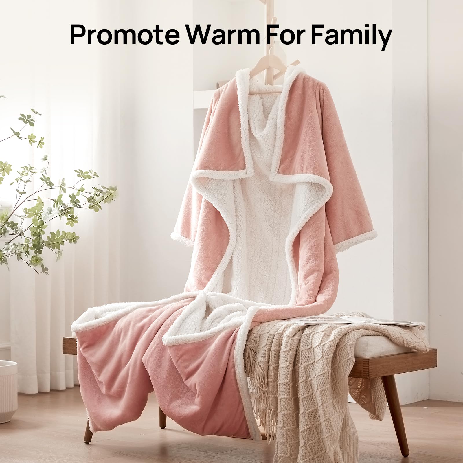 Westinghouse Snuggle Throw covers 50x70 inches for full-body warmth.