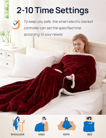 Westinghouse snuggle throw showing six heating levels for customizable comfort.
