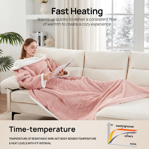 Westinghouse Snuggle Throw six heat levels offer personalized warmth.