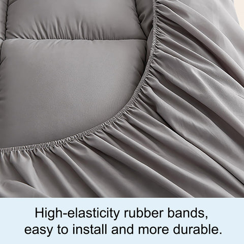 West Month deep-pocket topper secures a snug, slip-free fit.