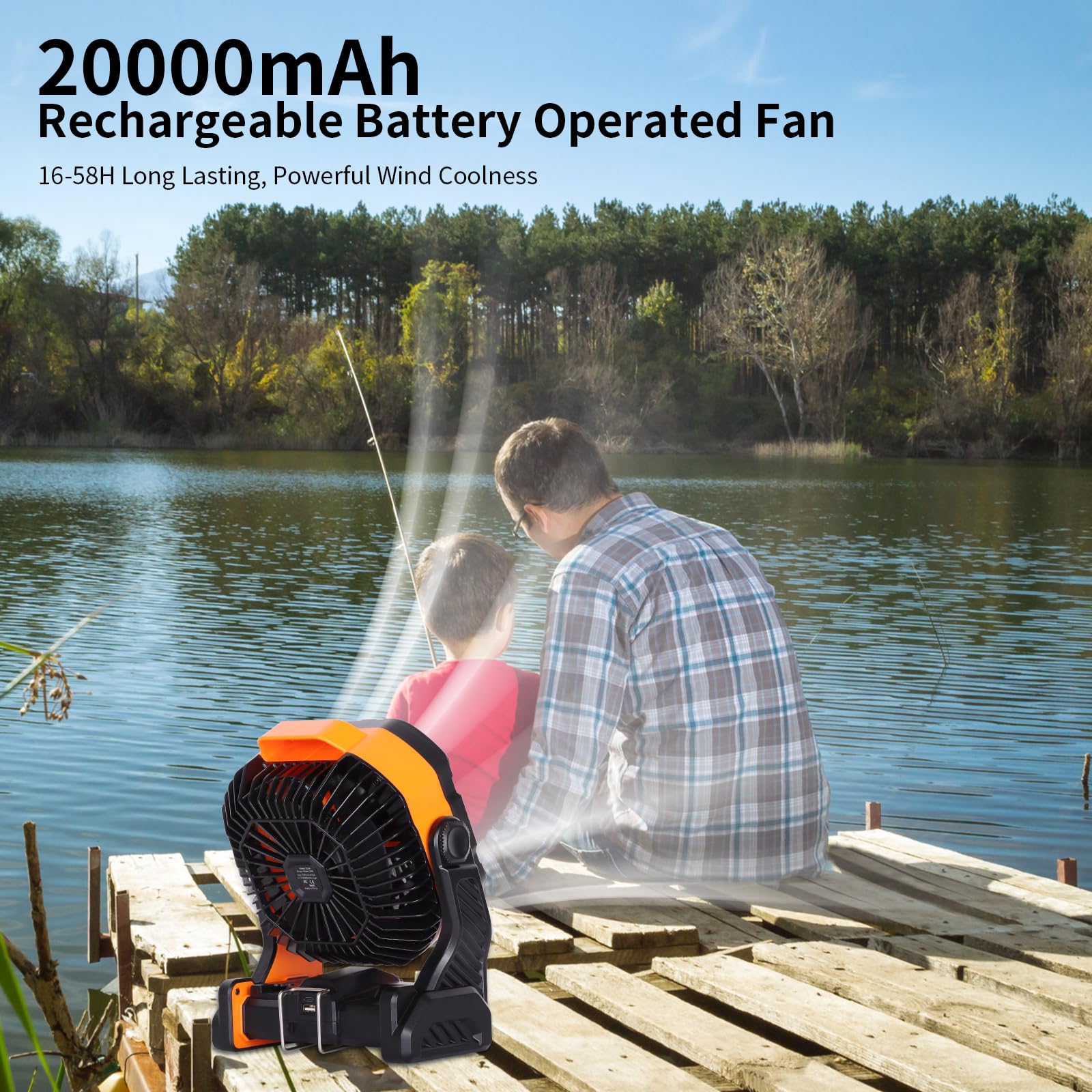 WESTTREE camping fan with double blades delivering boosted airflow outdoors