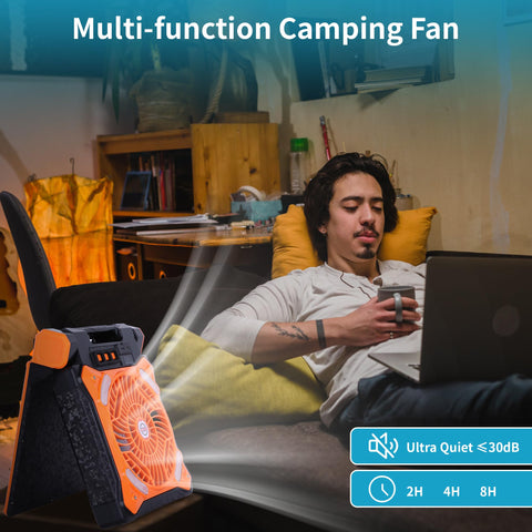 WESTTREE foldable camping fan in a portable backpacking setup.