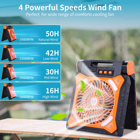 WESTTREE LED light on the fan provides bright camping illumination.