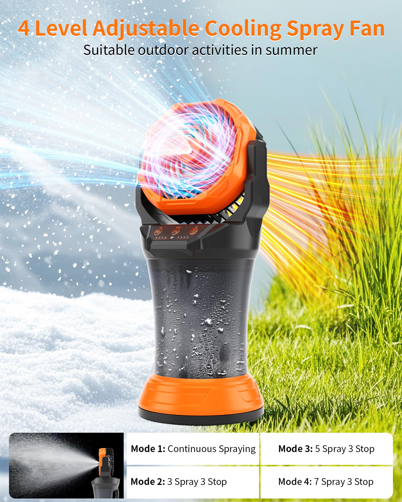 WESTTREE misting fan four speeds for customizable breeze