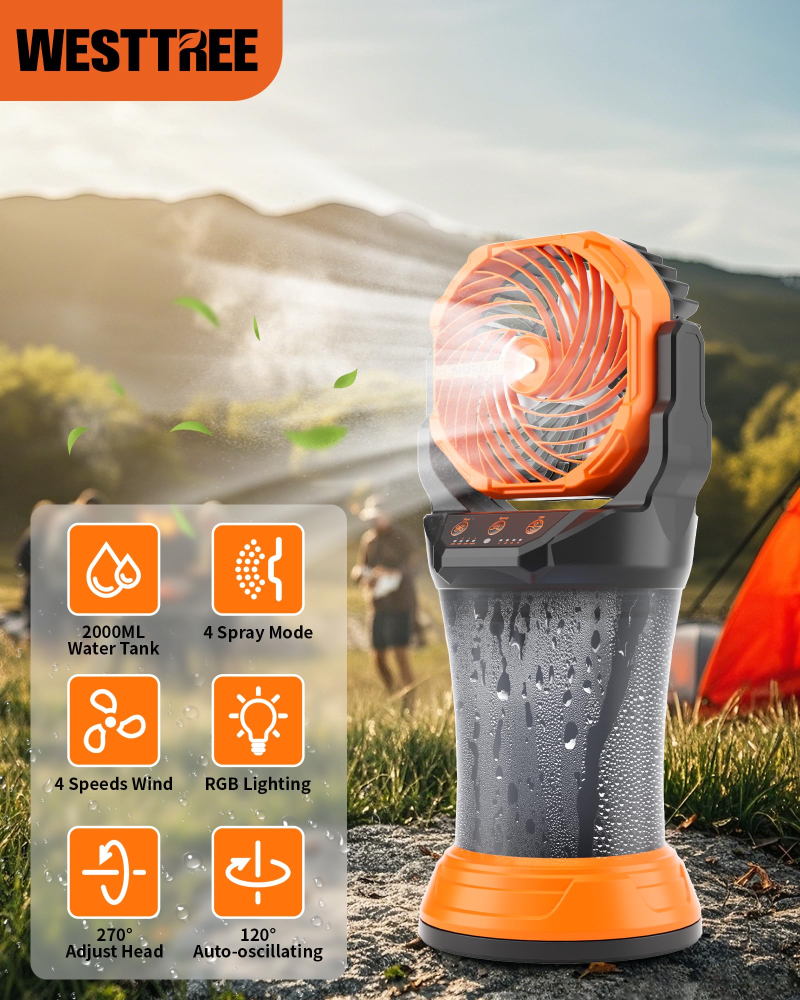 WESTTREE misting fan portable carry handle for easy transport