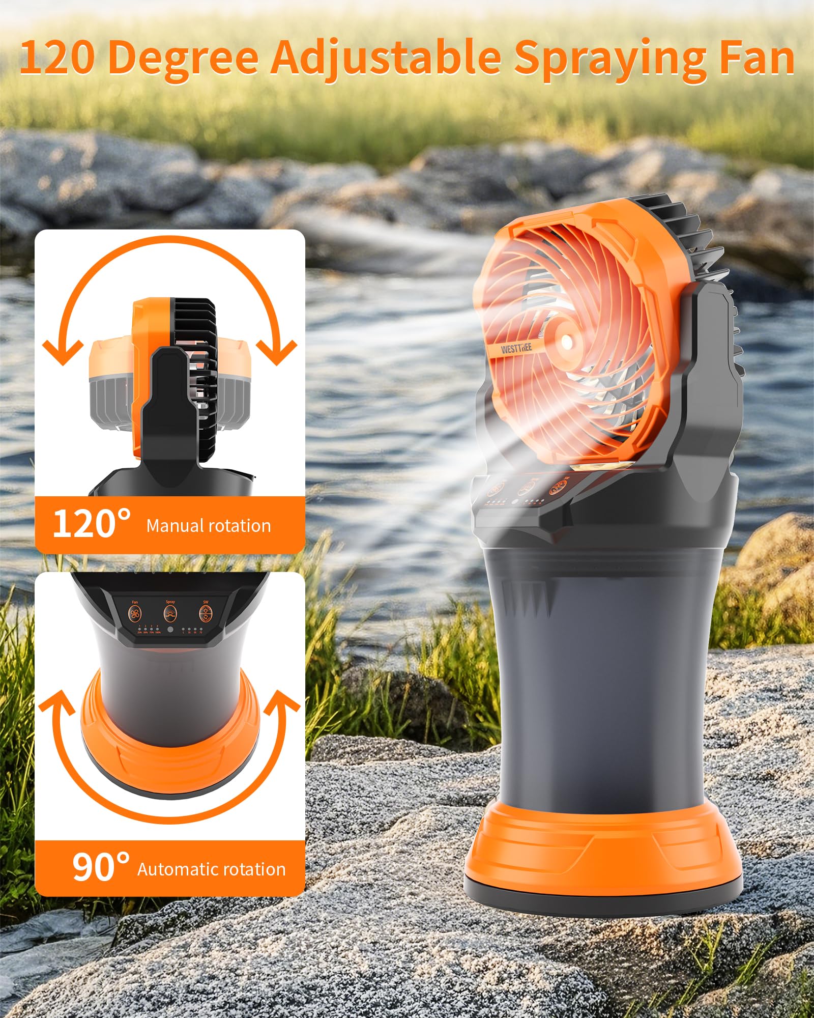 WESTTREE misting fan RGB light mode for ambiance
