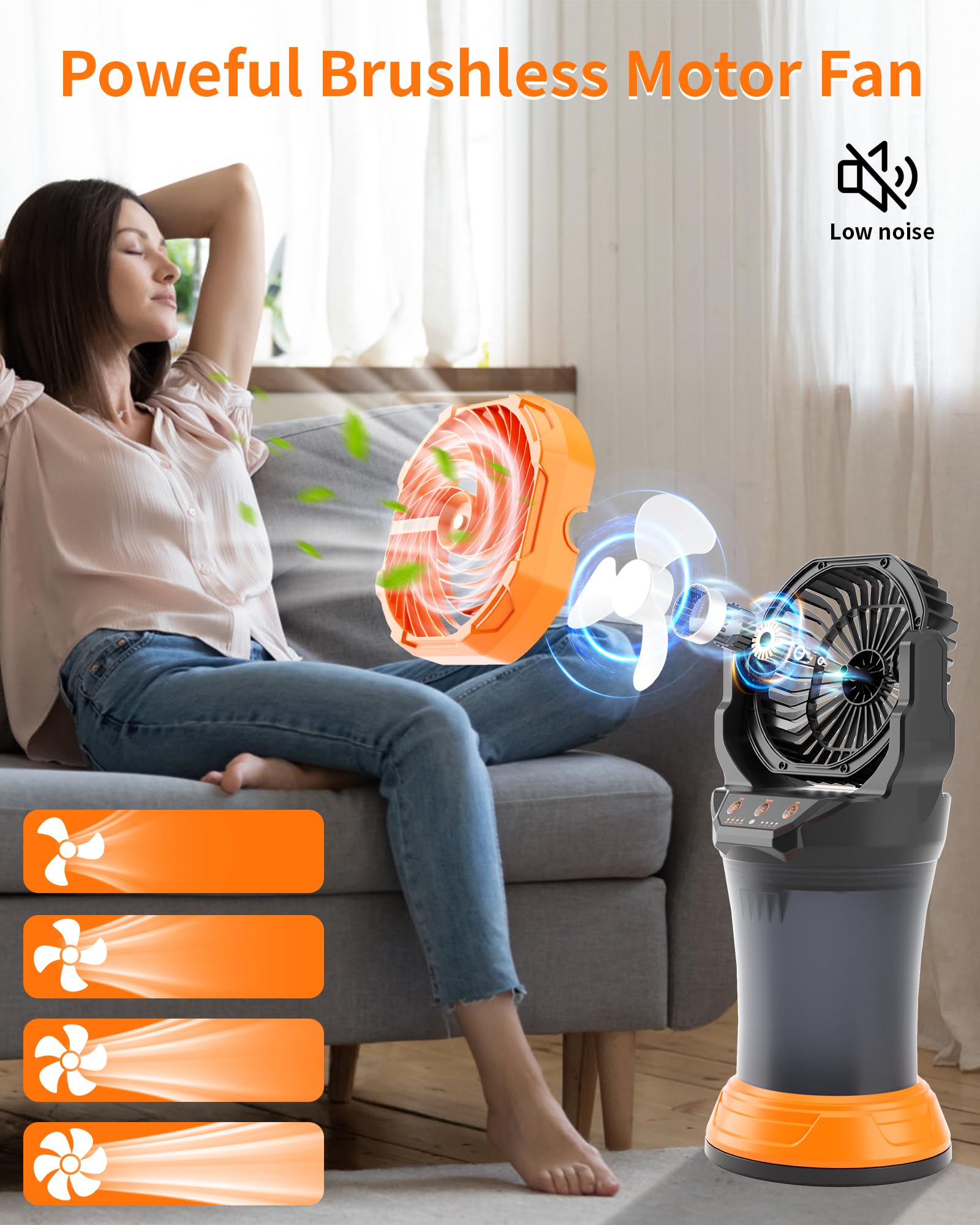 WESTTREE misting fan tilt and oscillation for wide coverage