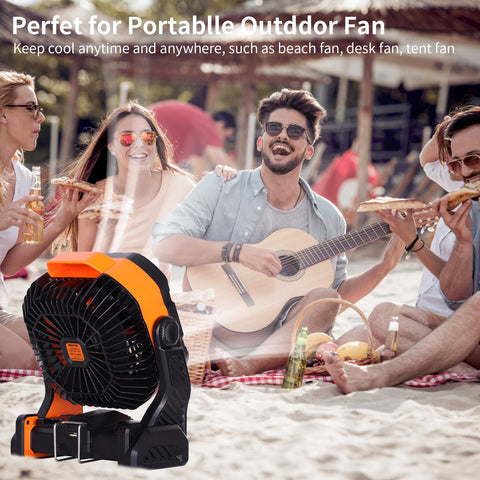 WESTTREE outdoor tent setup using the portable fan for cooling comfort