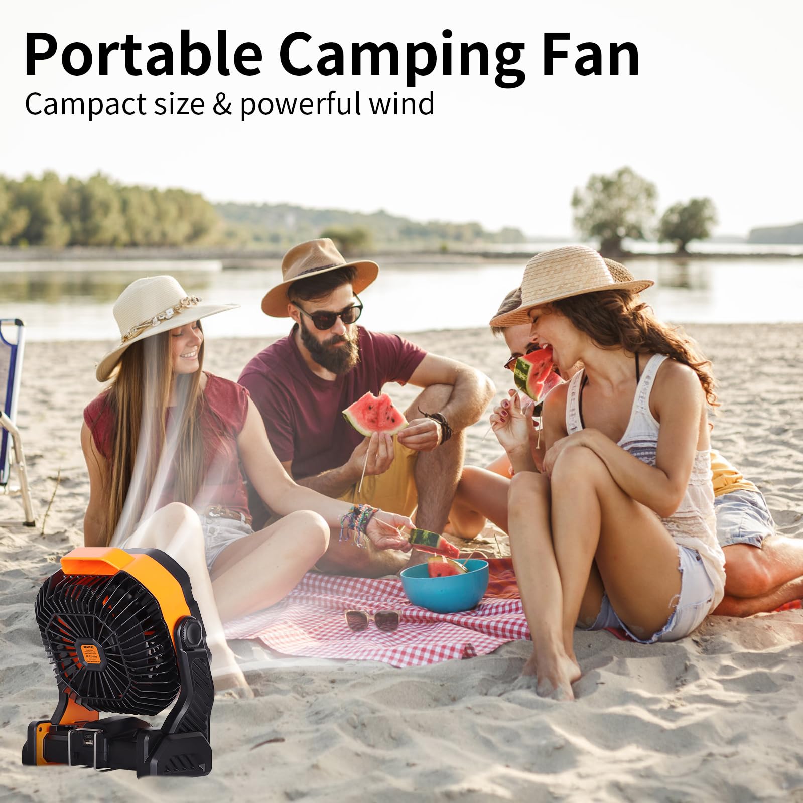 WESTTREE battery fan with USB-C port for easy charging and power bank use