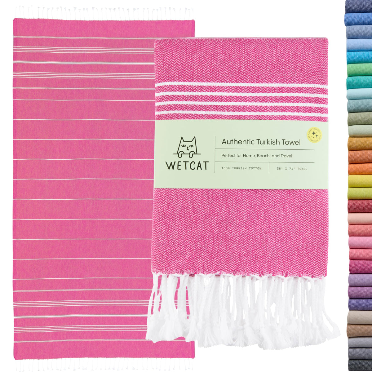 WETCAT Turkish Beach Towel in fuchsia, oversized and plush.