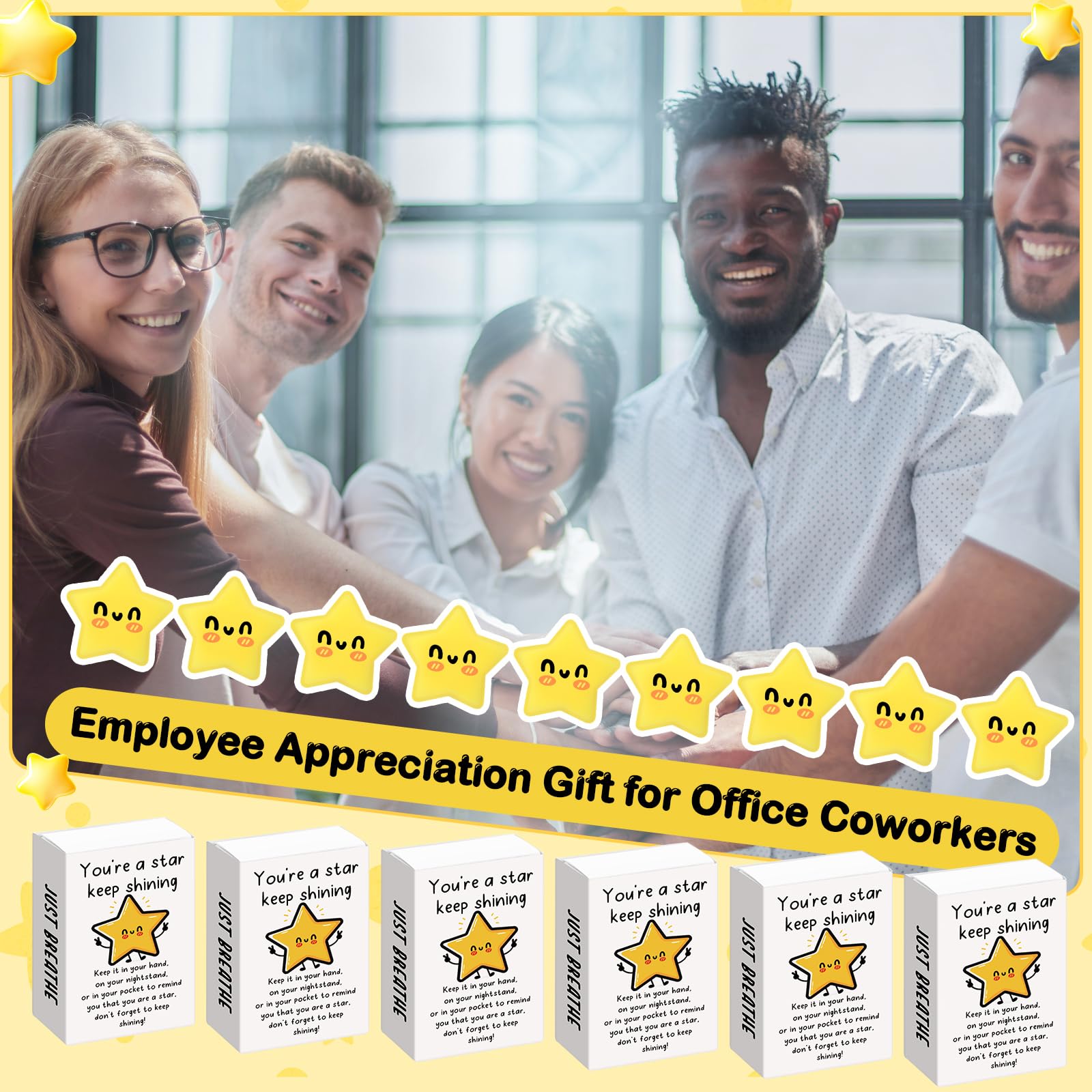 Wettarn party favor setup with yellow stars for celebrations.