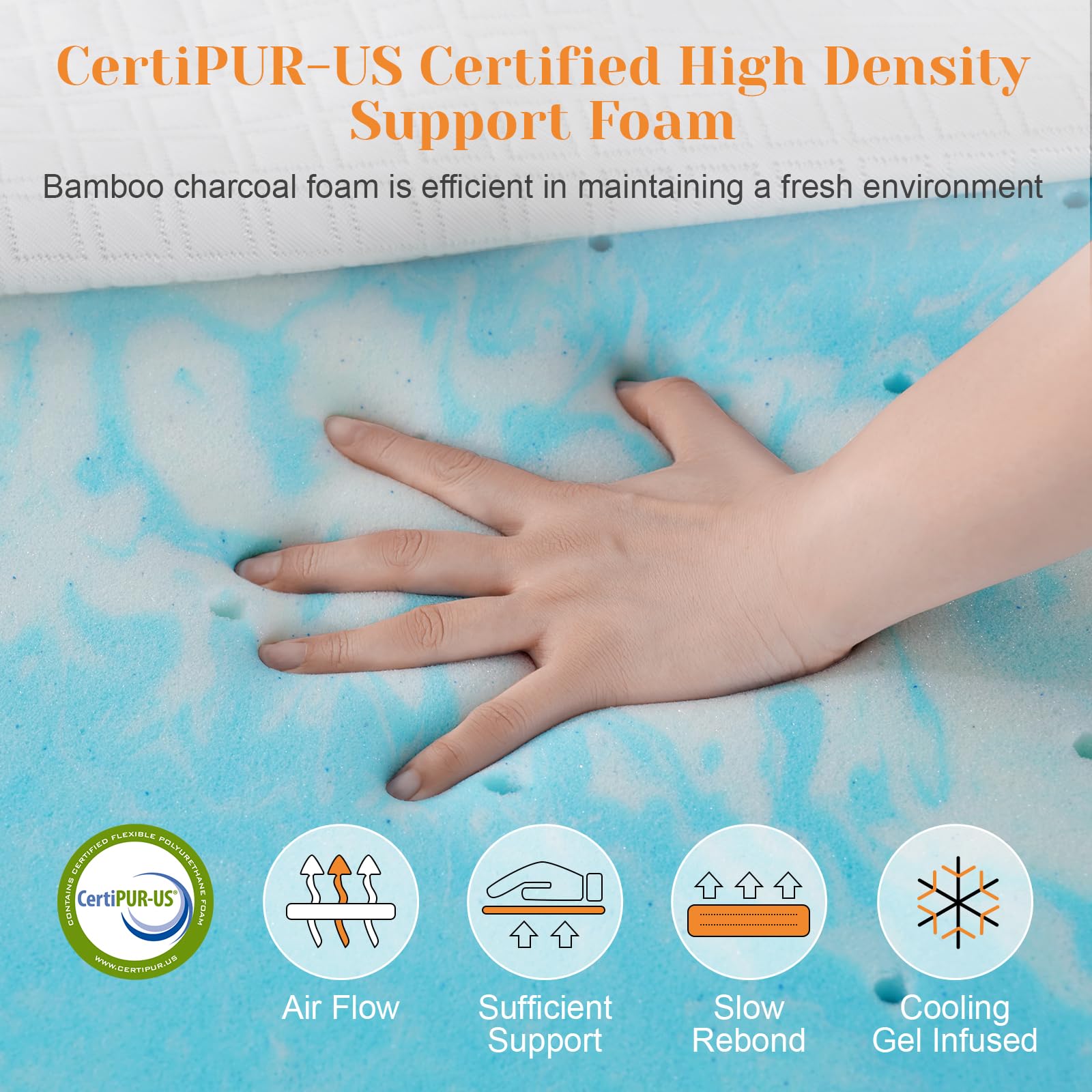 WEUP CertiPUR-US label signals certified, safe materials for sleep.