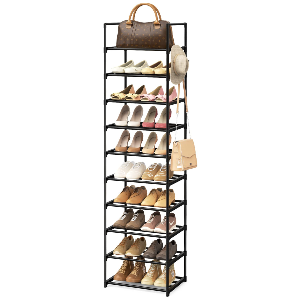 WEXCISE narrow shoe rack in entryway stores up to 24 pairs.