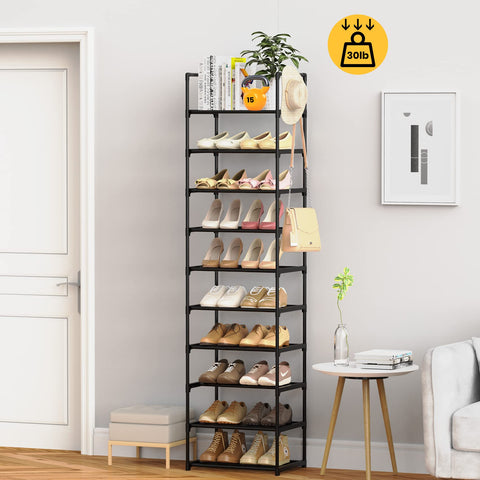 WEXCISE shoe rack assembly steps showing labeled parts.