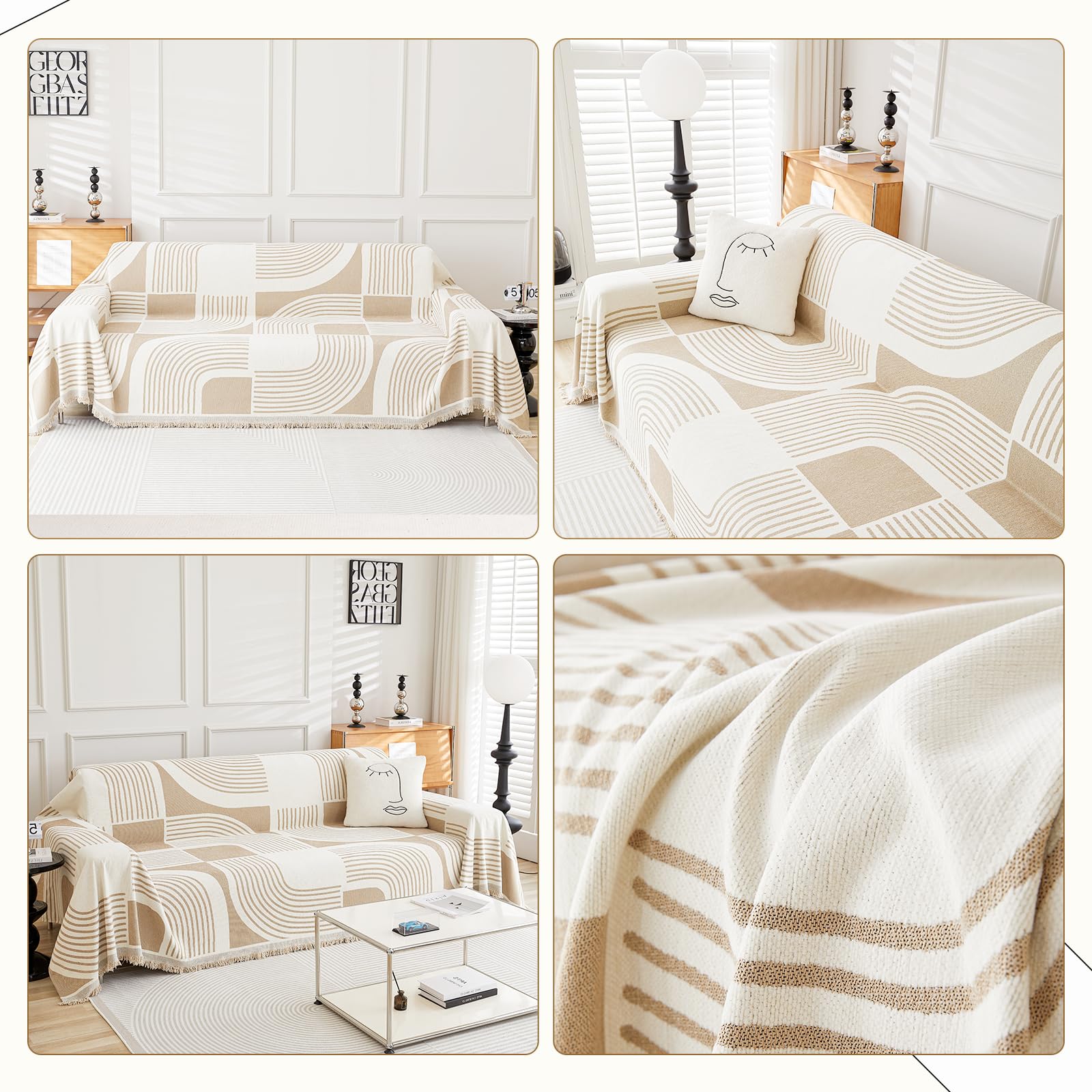 WEYOND chenille couch cover fits 3-seat sofas with a luxurious look