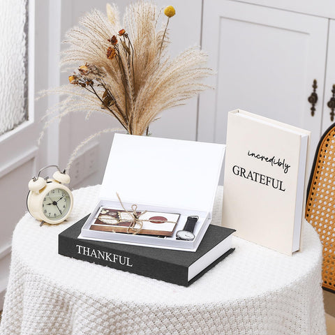 Weysat beige decorative book provides versatile storage and balance