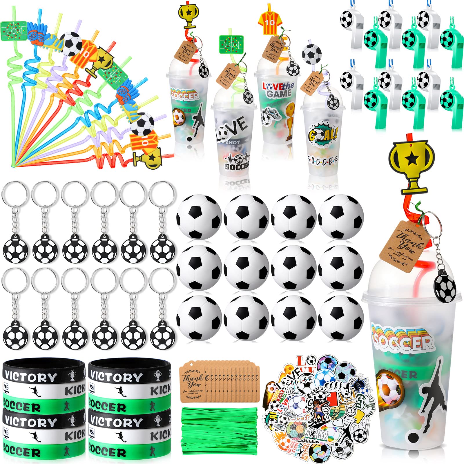 Weysat soccer cups with dome lids, ideal party favors and drinks.
