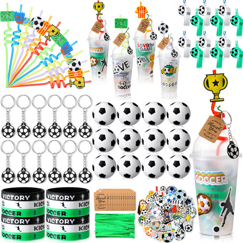Weysat soccer cups with dome lids, ideal party favors and drinks.