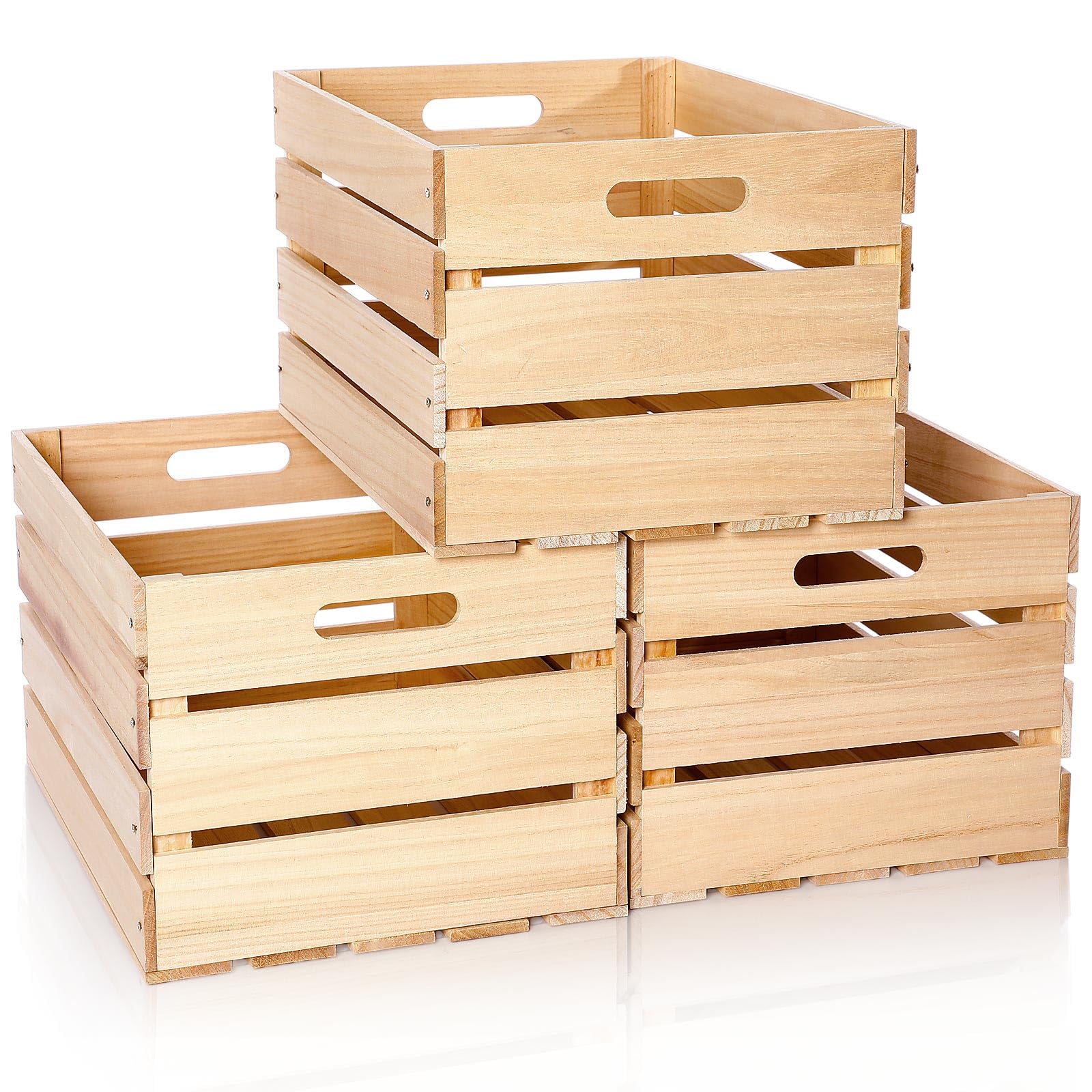 Weysat three-pack large wood crates with assembly instructions for organized storage.