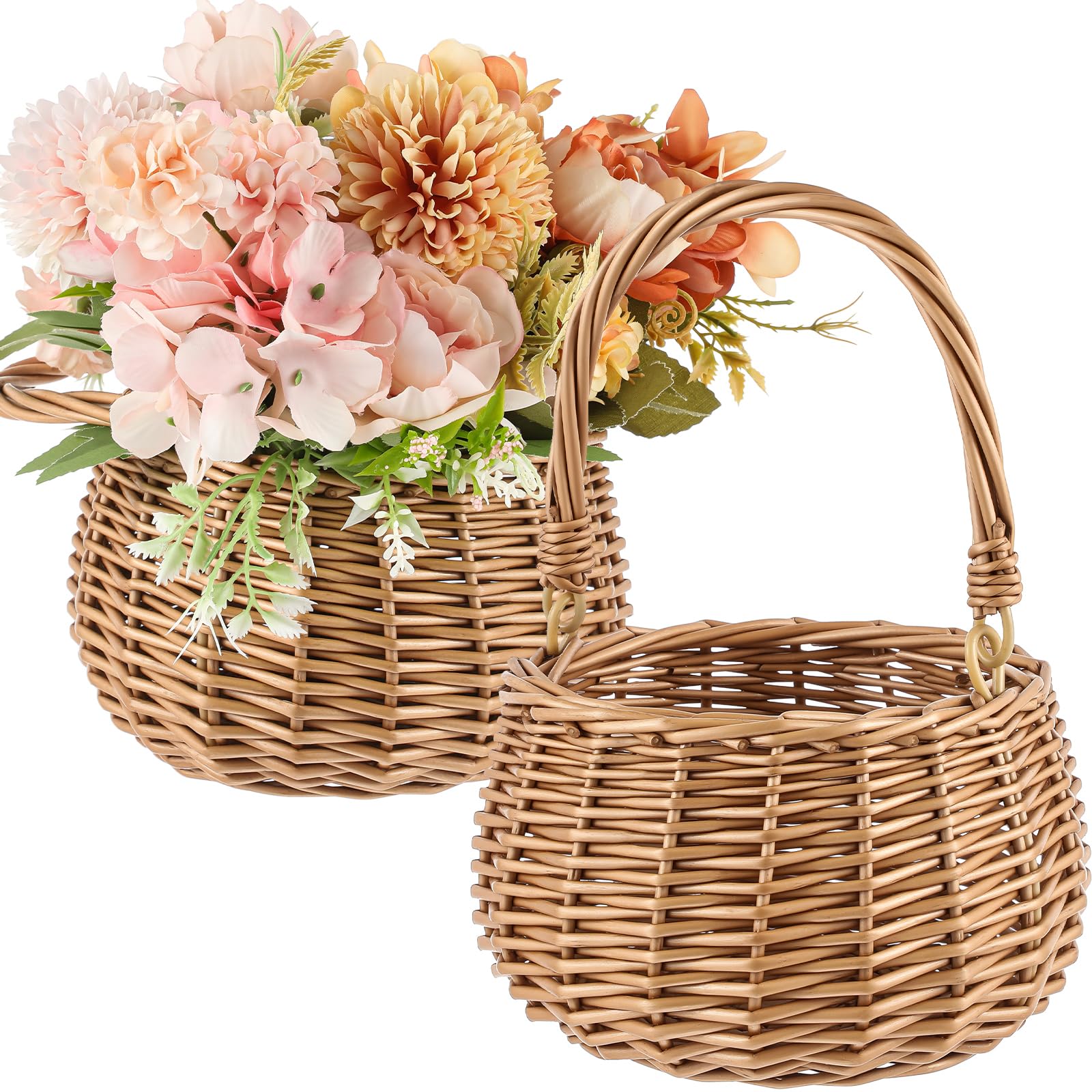 Weysat two-piece flower baskets with handles for easy wedding aisle use.