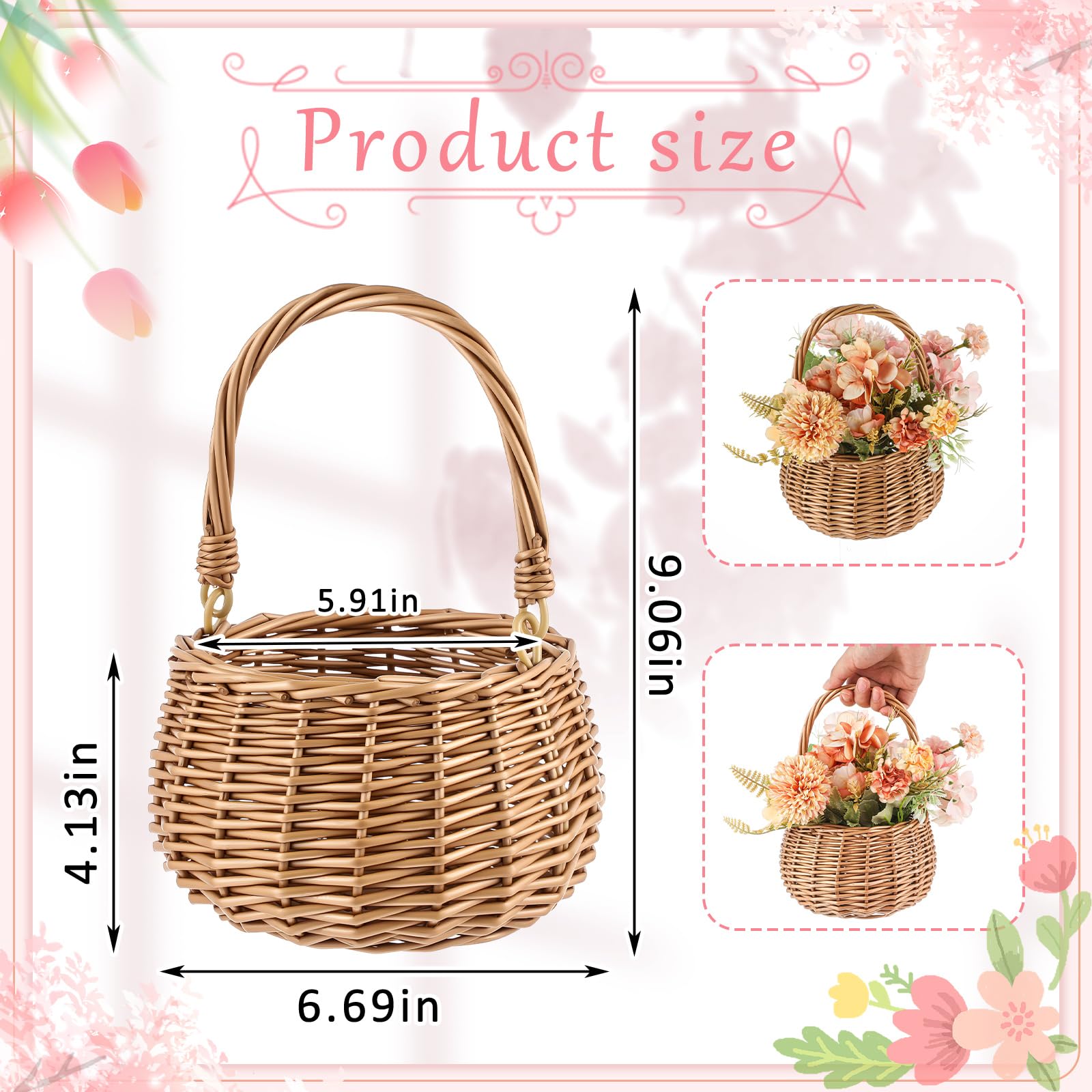 Weysat wicker flower basket set with rustic charm for gifts.