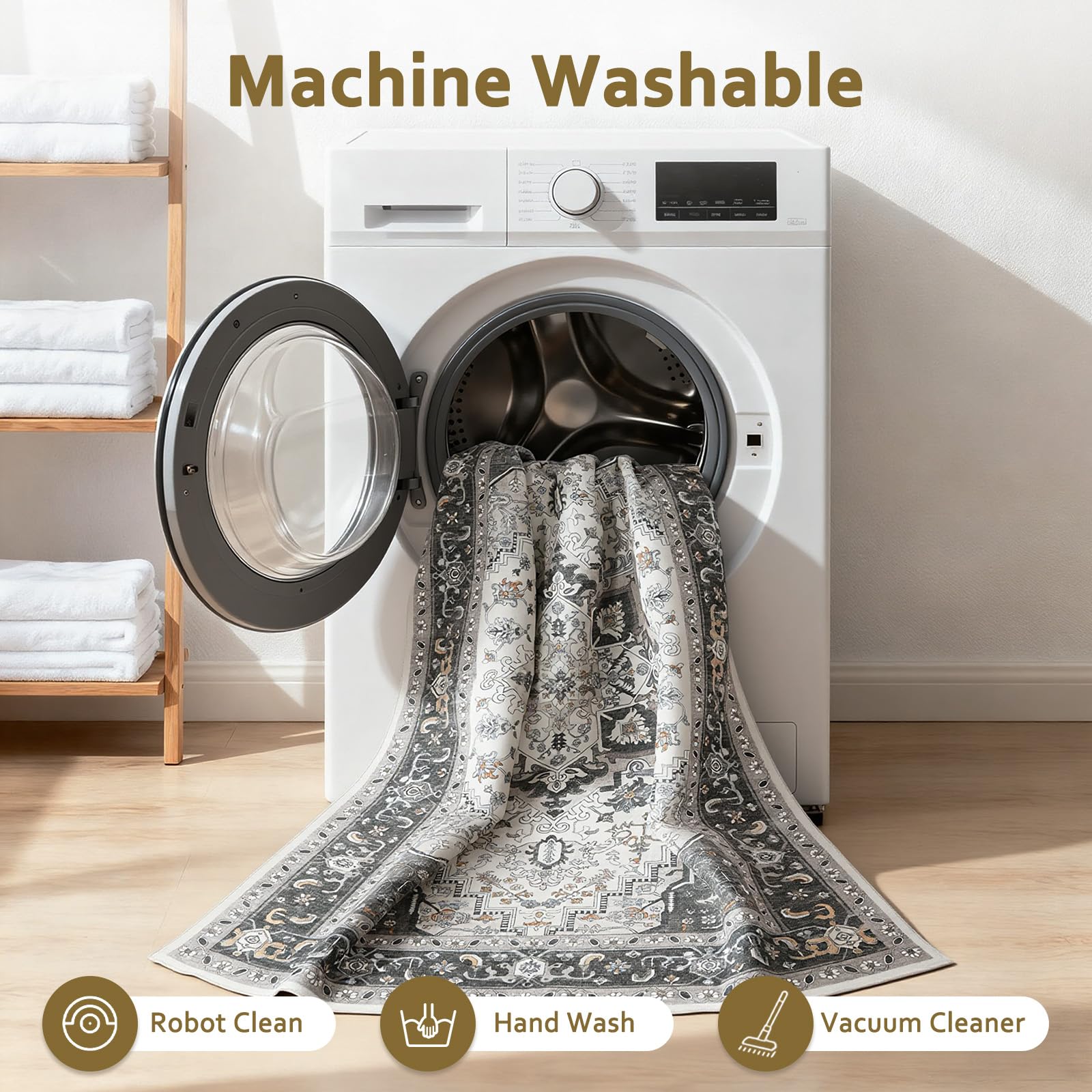 WEZVIX washable 8x10 rug living room layout under a coffee table