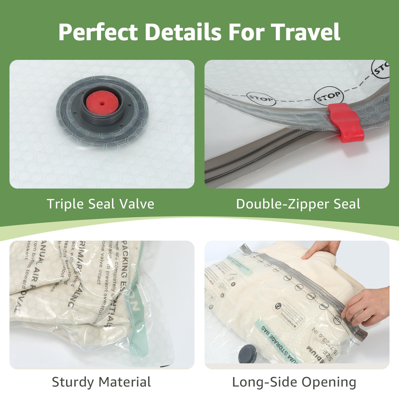 Clothes being compressed in 20-30 seconds with Wfiia bags.