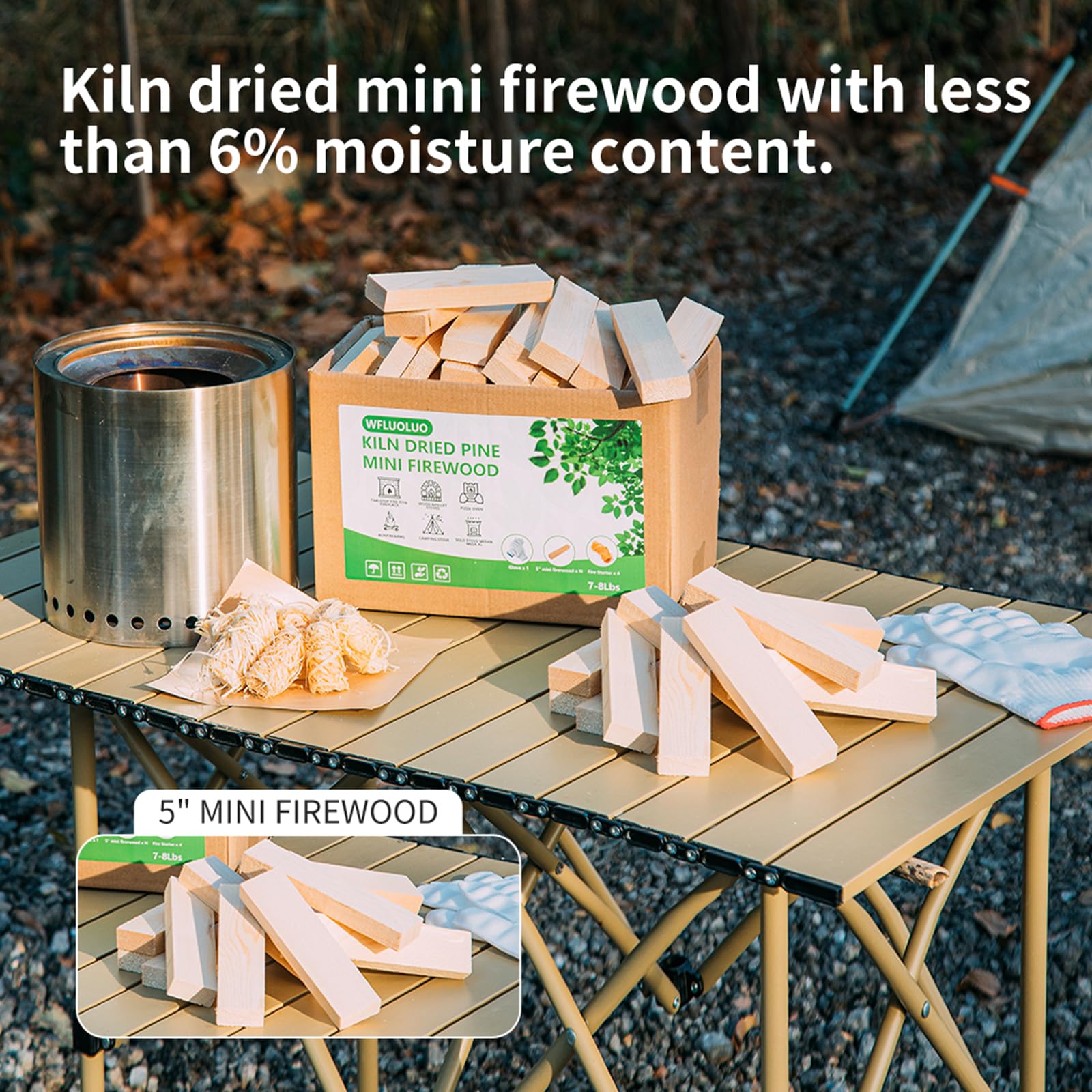 WFLUOLUO bark-free logs provide cleaner burning and easier handling.