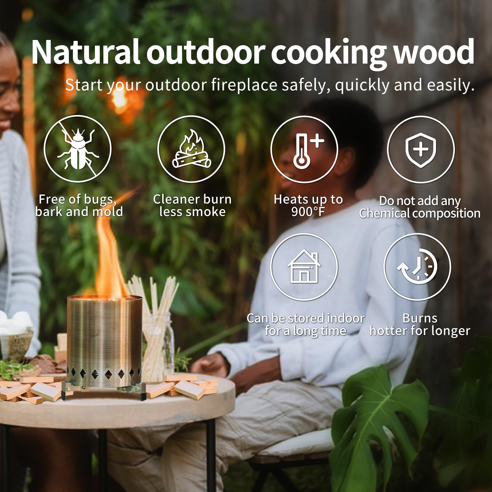 Barkless kindling logs from WFLUOLUO for easy lighting and clean burn