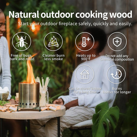 Barkless kindling logs from WFLUOLUO for easy lighting and clean burn