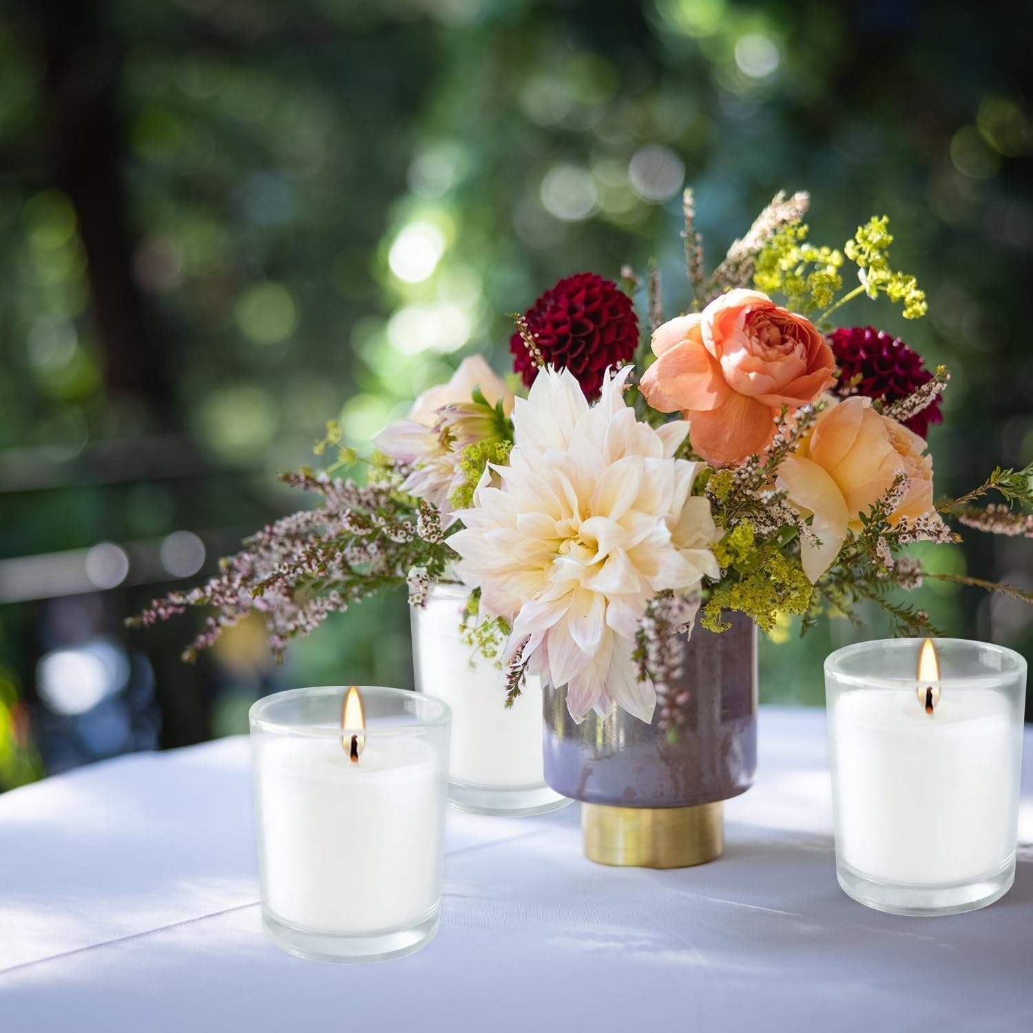 Wfmolcand birthday party votive candle adds warm ambiance.