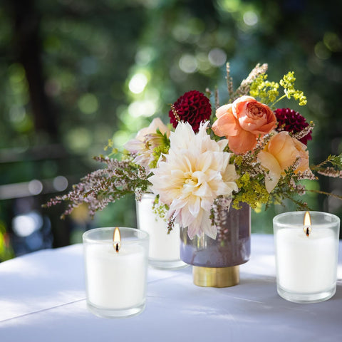 Wfmolcand birthday party votive candle adds warm ambiance.
